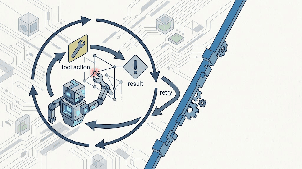 An AI agent loop stopped at a boundary after repeated tool actions fail to produce progress