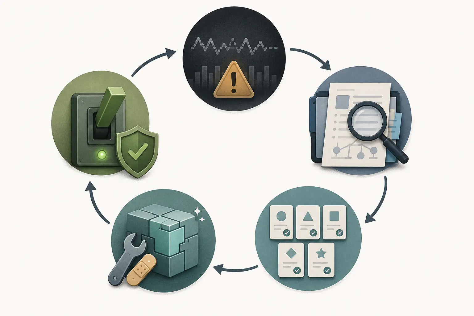Illustration of a feedback loop for improving AI feature degradation