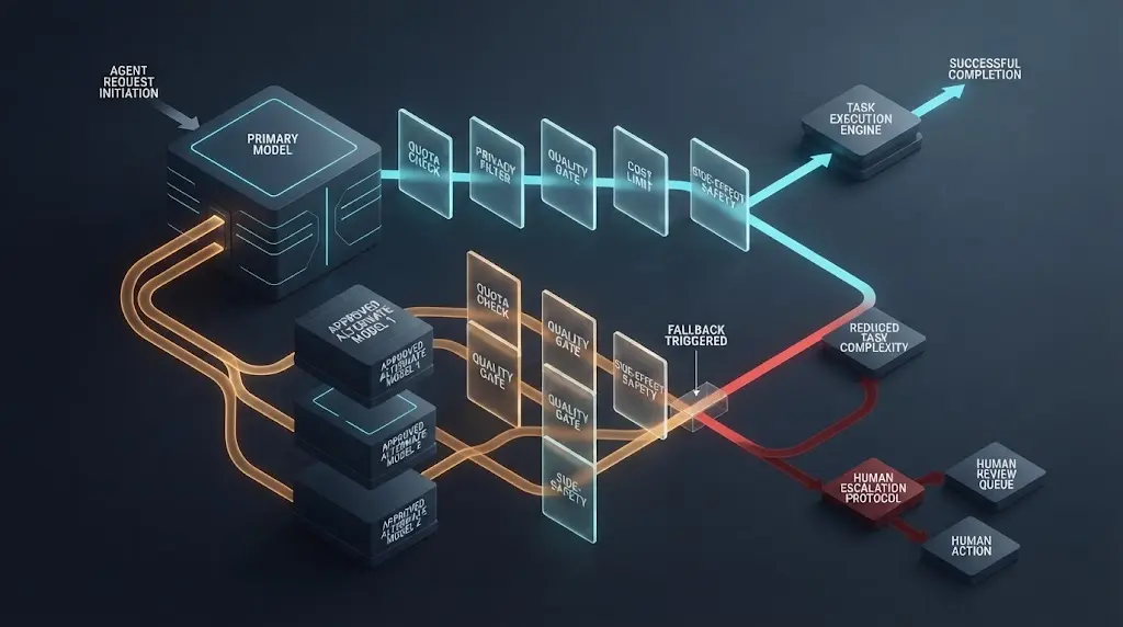 Illustration of an AI agent degradation and fallback policy
