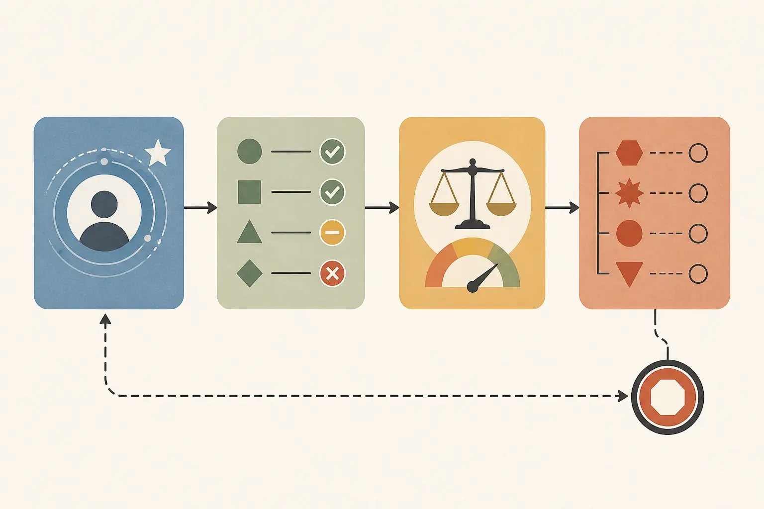 Illustration of the four parts of an AI output measurement contract
