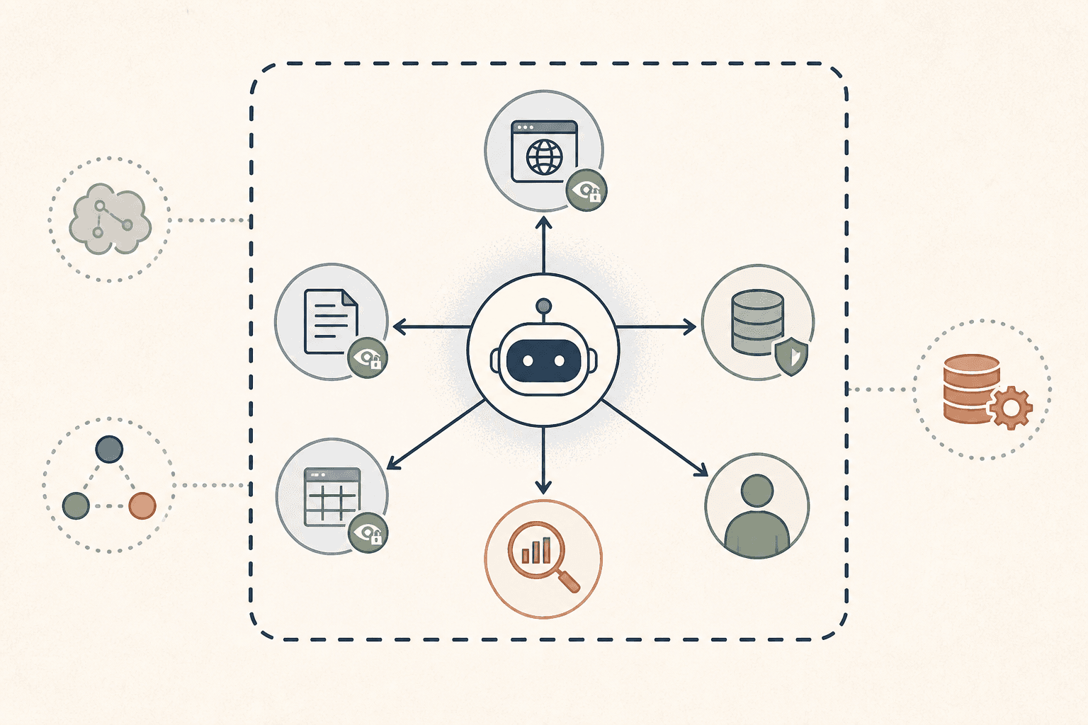 Illustration of an AI agent proof of concept moving through scope, evidence, and exit gates