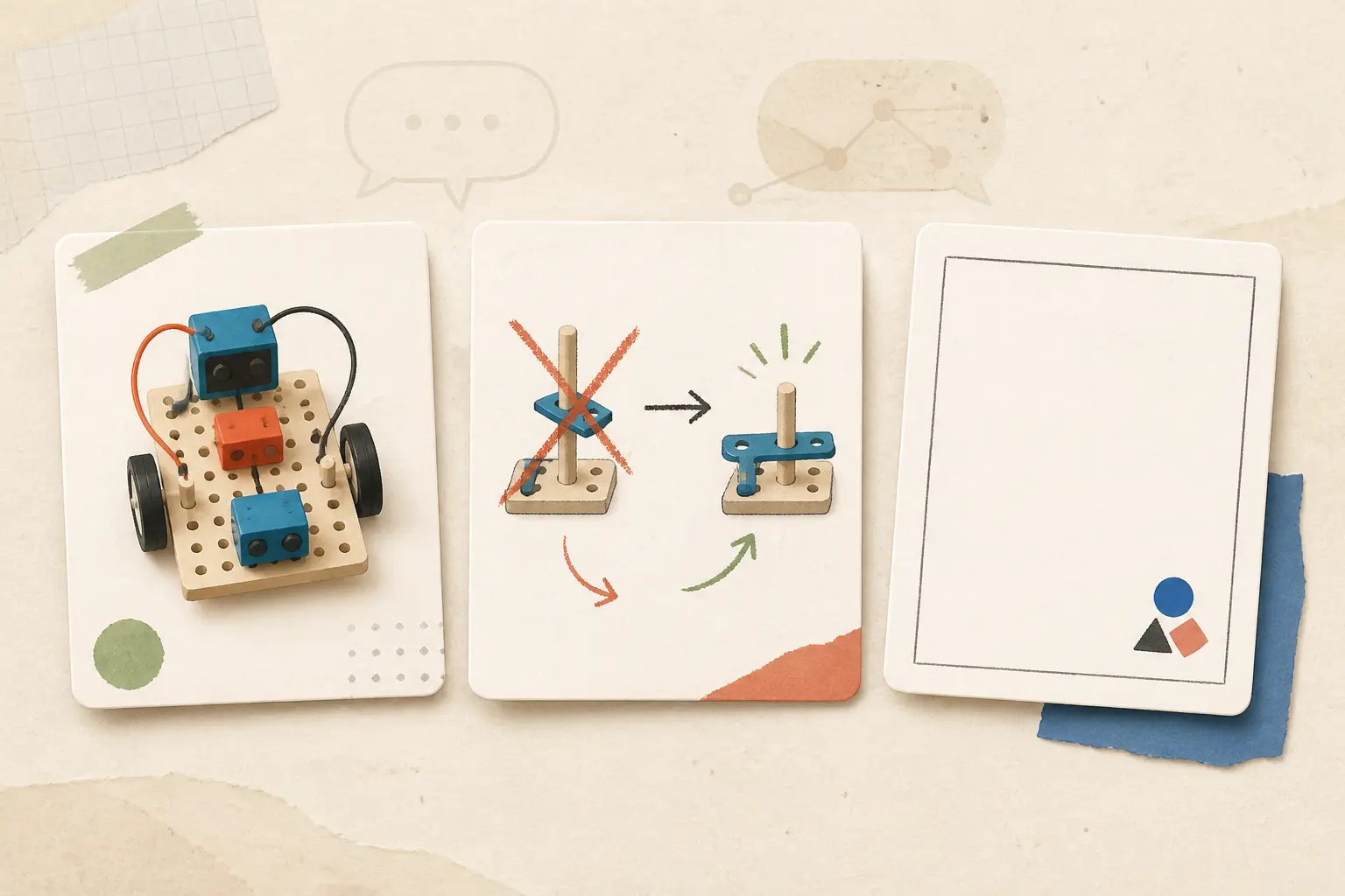 Illustration of the three evidence pieces that show a learner practiced a technical skill