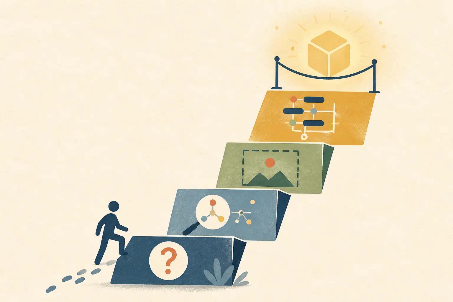 Illustration of a hint ladder that preserves thinking before an AI solution