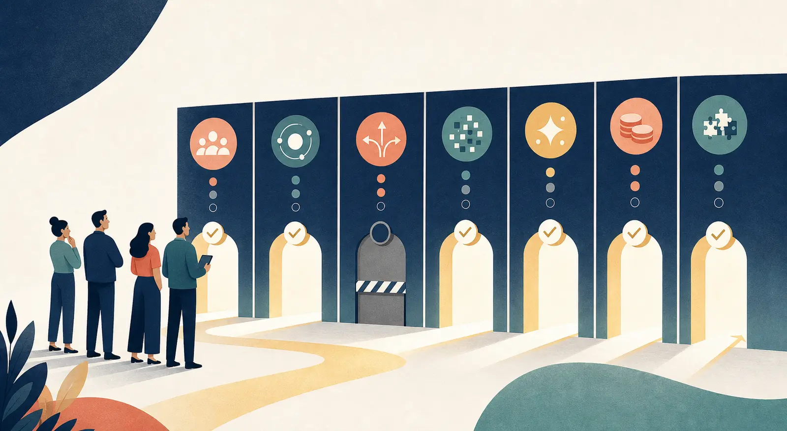Illustration of a pre-build AI feature validation decision grid