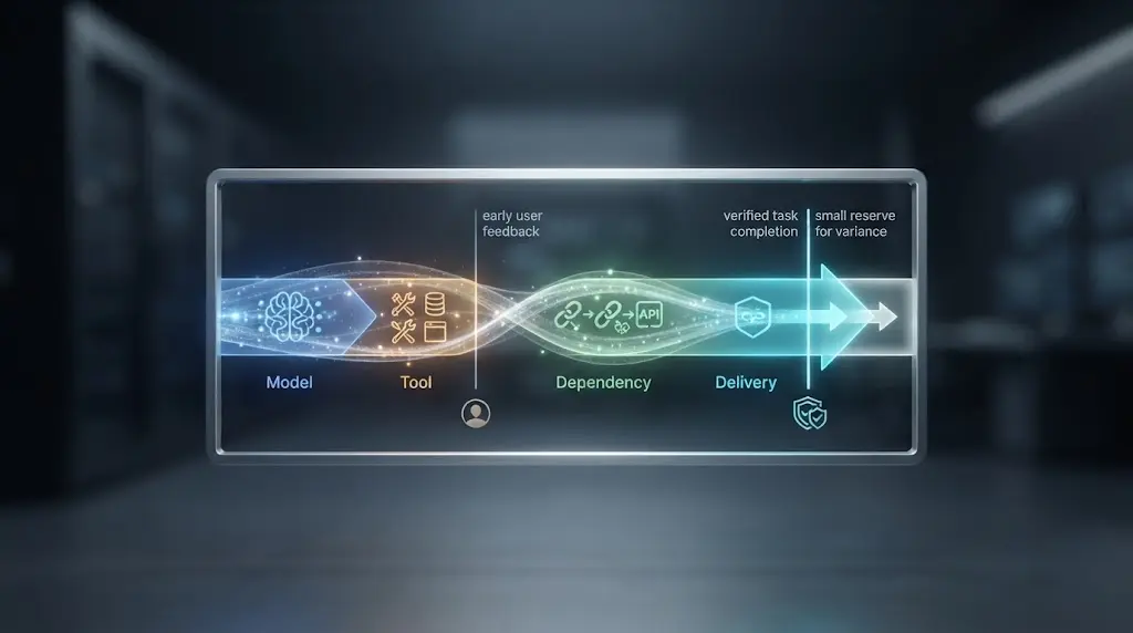 Illustration of an AI-agent latency budget with separate user feedback and verified completion deadlines