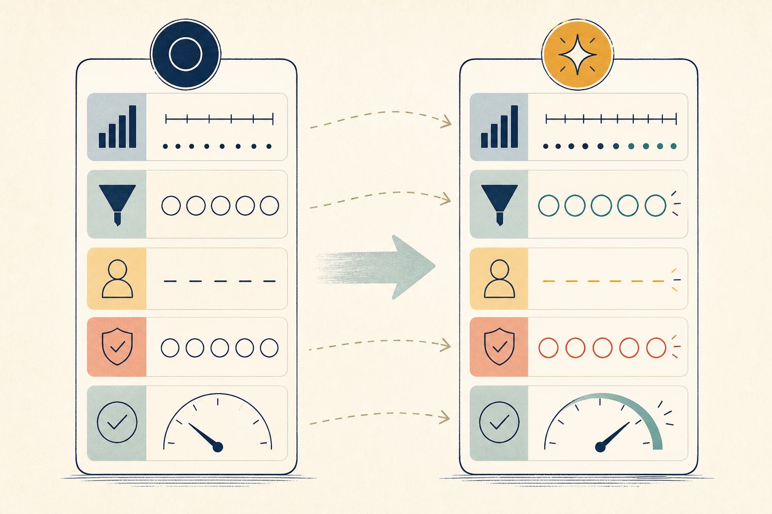 Illustration of an AI agent baseline and pilot comparison using volume, human effort, quality, and verified outcomes