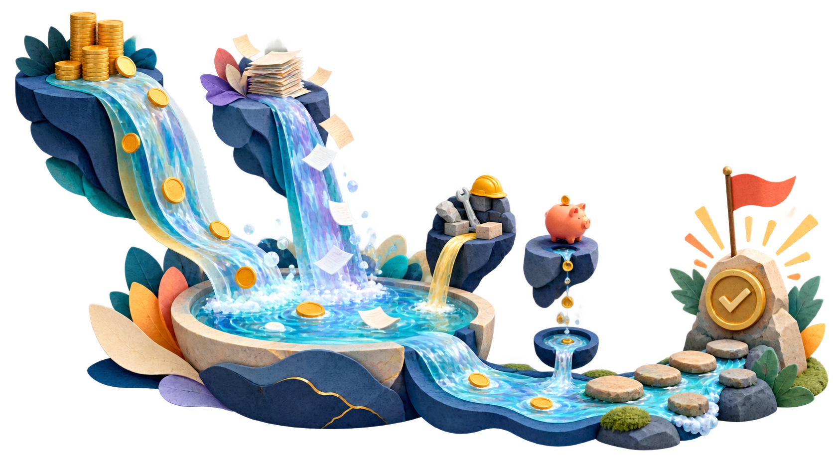 Illustration of a hypothetical AI agent ROI waterfall from capacity value and avoided rework to annual cost and payback
