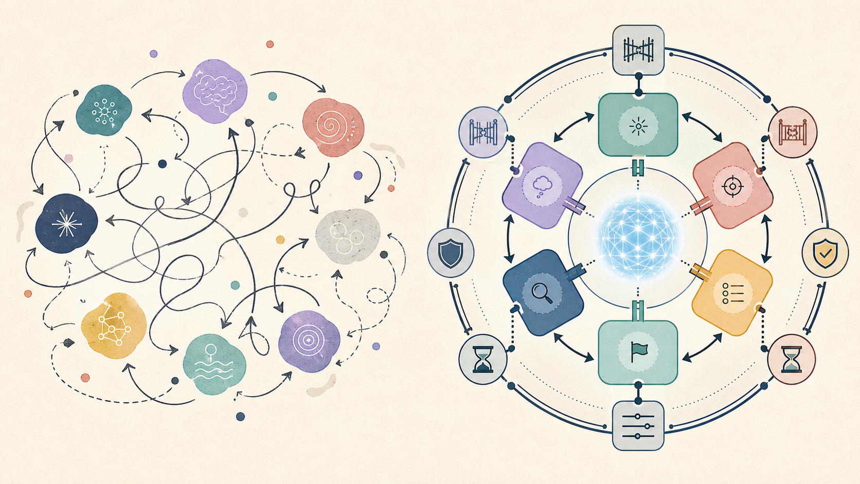 Illustration of an AI agent loop becoming an explicit state machine