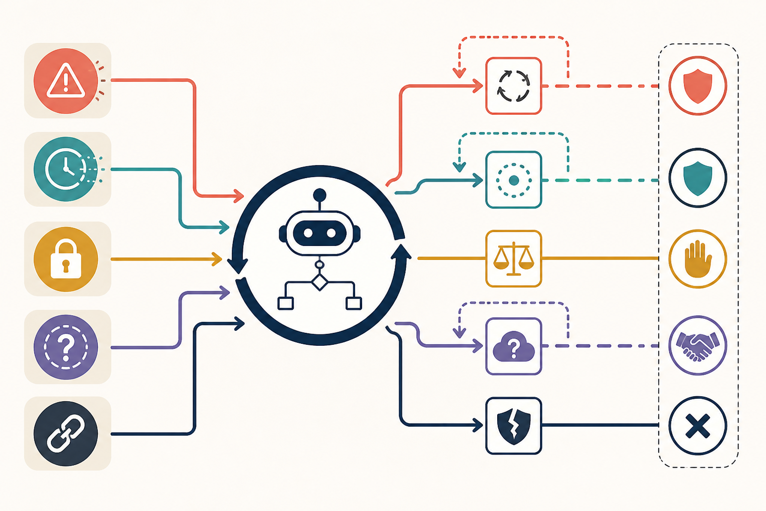 Illustration of AI agent failure classes mapped to bounded recovery paths
