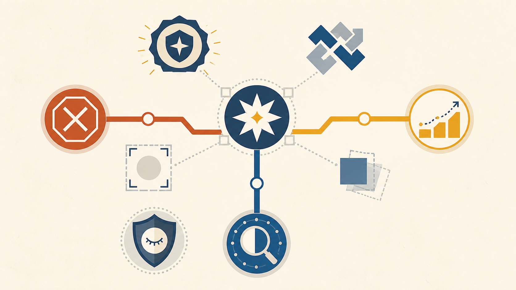 Decision map routing AI agent monitoring signals to block, investigate, or trend responses