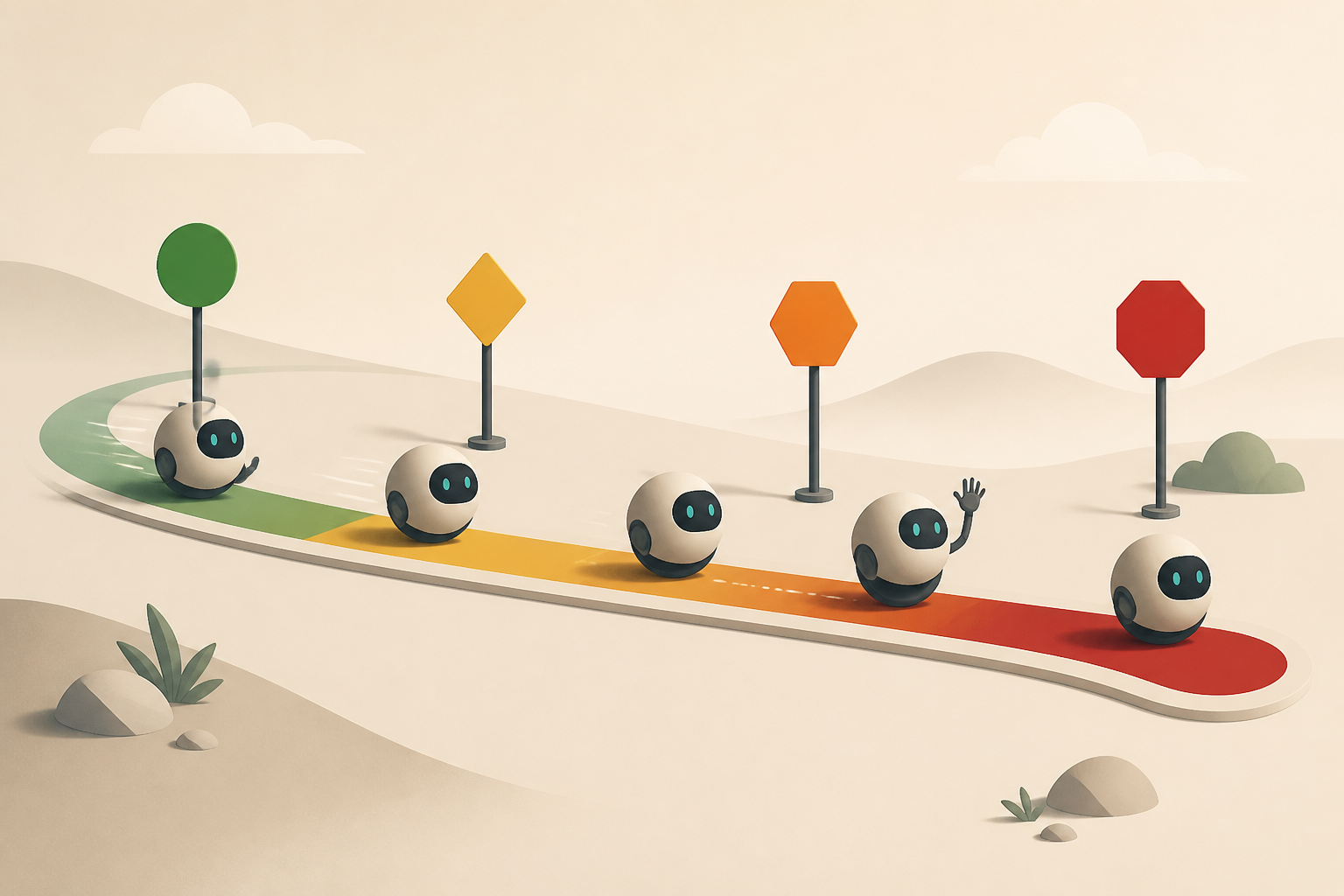 Illustration of an AI agent rolling budget with escalation thresholds